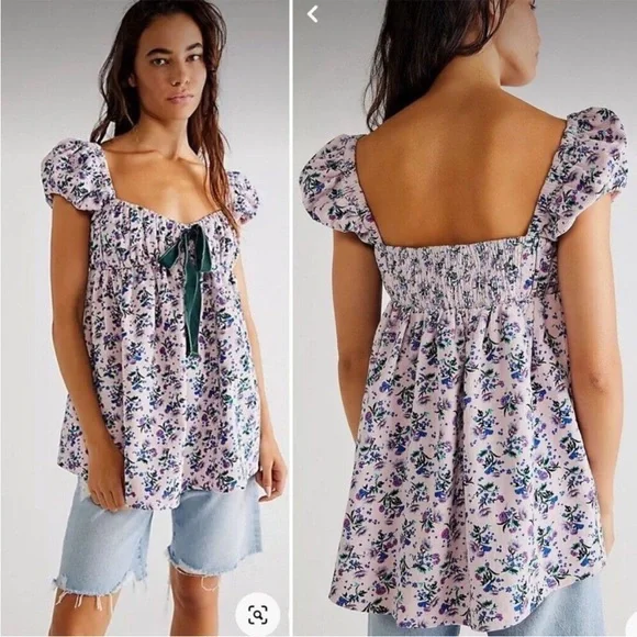 BNWOT Free People Gaia printed tunic mini dress top - Picture 2 of 14